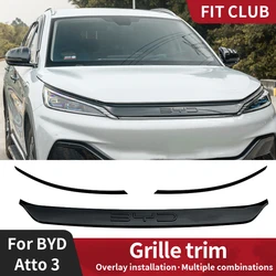 ABS Black Warrior Grille Decorative Strip For BYD Atto3 yuan plus 2021-2023 Covering Grille Trim Automotive Exterior Accessories