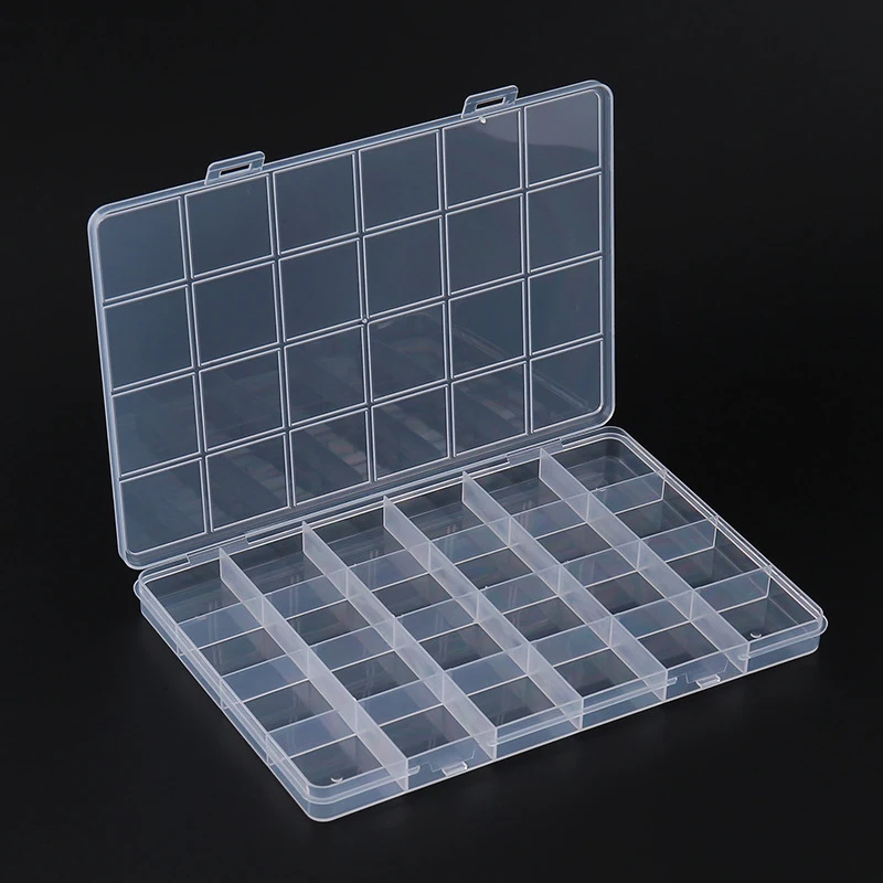 24 Grid Transparent Nail Art Empty Storage Case Box Nail Glitter Rhinestone Crystal Bead Display Accessories Container Box