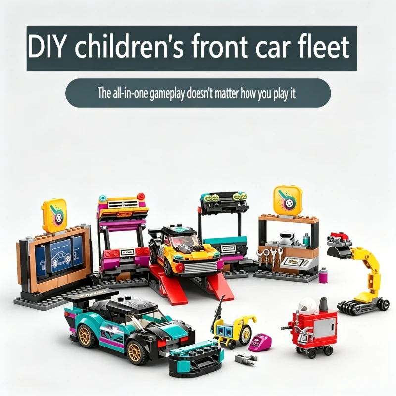 

Compatible MOC Sets City Series Building Blocks 60389 Custom Car Garage Car Service Center Children's Gift Assembling Toys