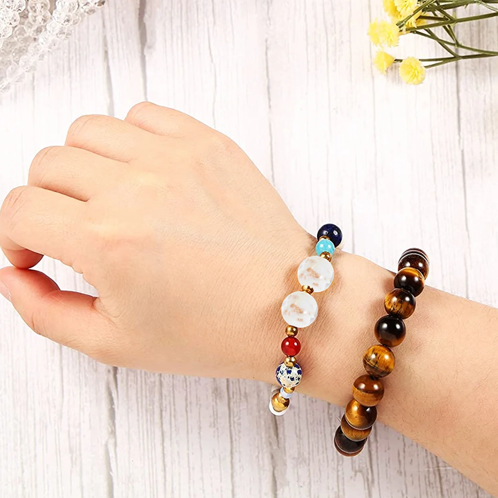 

50 Pcs Luminous Glass Bead Bracelet Mini Beads for Bracelets Making Assorted Jewelry