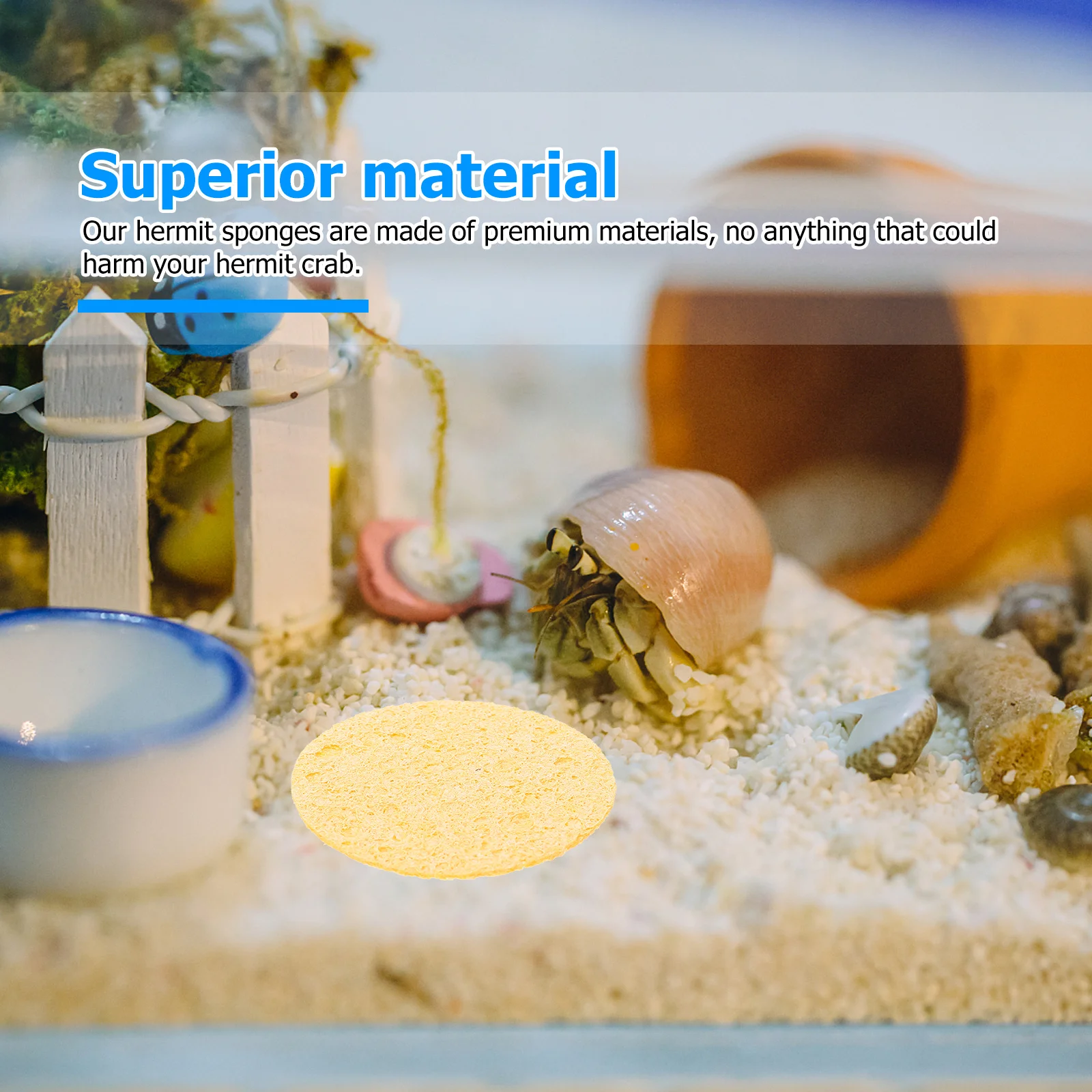 

12pcs Hermit Crab Sponge Humidity Keeping Premium Unbleached Water Absorbent Cleaning Sponge For Crab Habitat Supplies