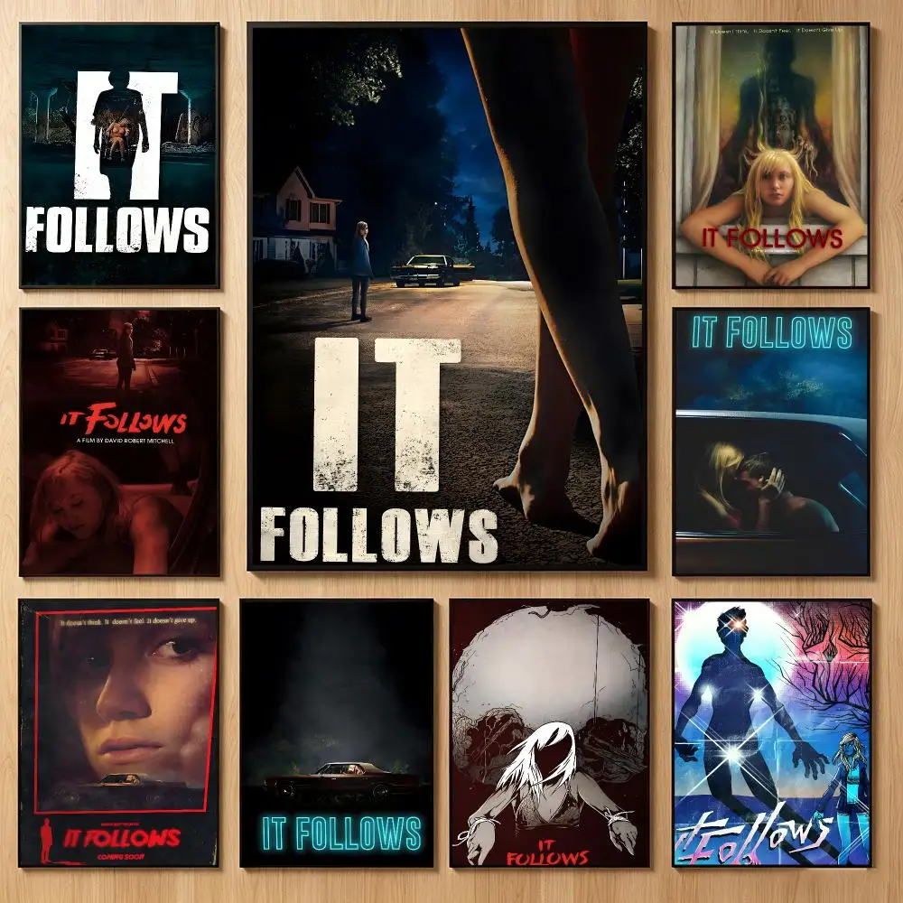 Tense Movie I-It Follows Poster Classic Self-Adhesive PP Wall Sticker for Living Room Bar Decor Gift