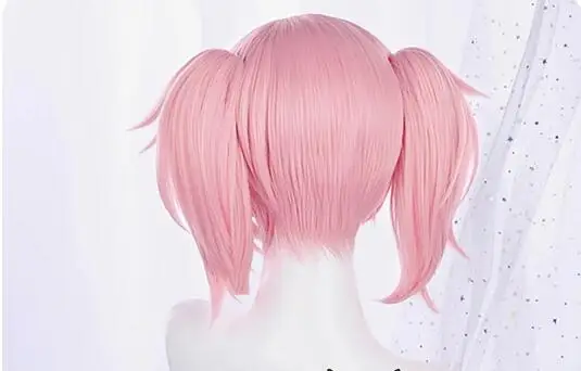 Cosplay Wigs Pink Synthetic Short Clip Ponytails Heat Resistant Wigs + Wig Cap