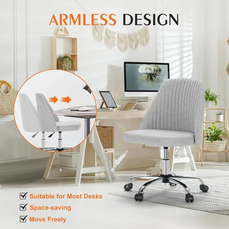 

Cute Comfy Home Office Desk Chair with Wheels, Modern Upholstered Task Computer Seat for Bedroom, Study, Makeup Vanity