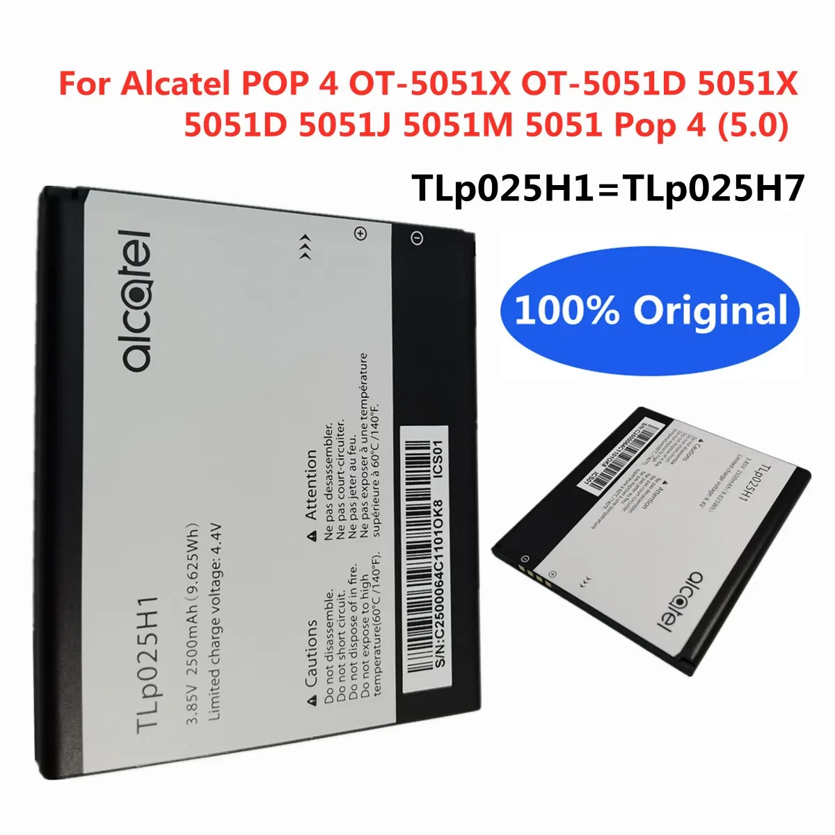 TLP025H1 Original Battery TLP025H7 For Alcatel OneTouch POP4 OT-5051 OT-5051X OT-5051D 5051X 5051D 5051J 5051M Pop 4 (5.0) Phone