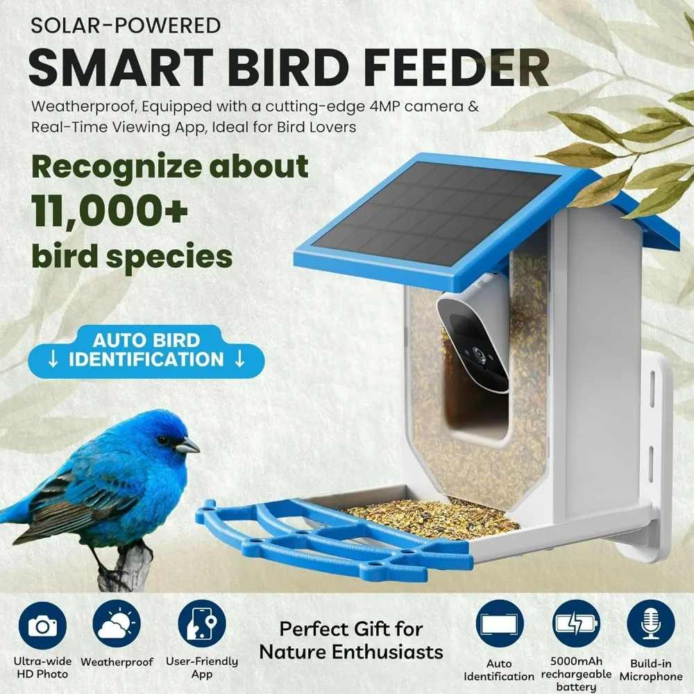 Smart Bird Feeder with Camera HD Solar Powered Bird Feeder with Camera Night Vision Camera with Motion Detection  WiFi Bird Cam