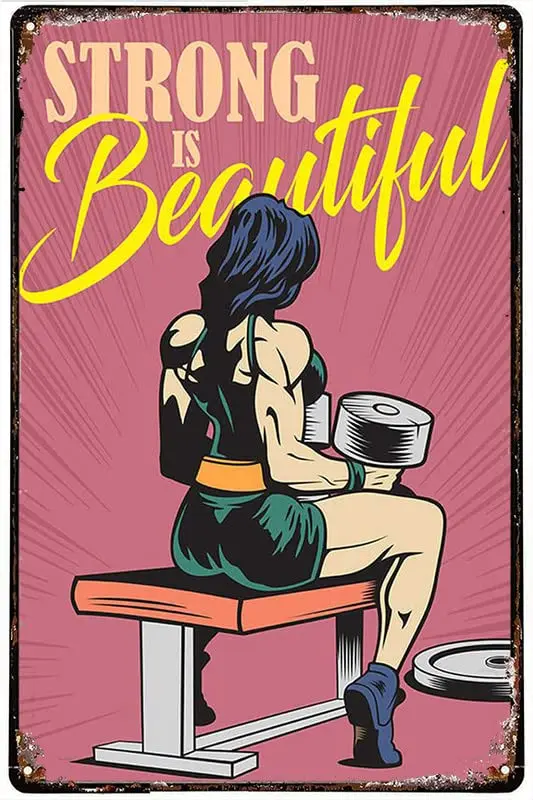 Licpact Girl Gym Poster Strong Is Beautiful Weightlifting Motivational Sign for Workout Home Fitness Room Decor Inspirational Po