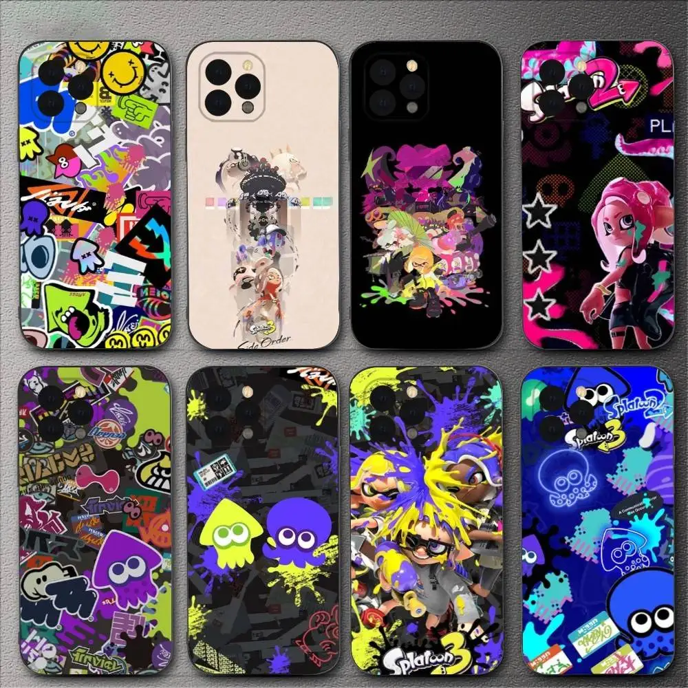 

Game S-Splatoon Phone Case For iPhone 16,15,14,13,12,11,XS,XR,X,8,7,Pro,Max,Plus,mini Silicone Black Cover