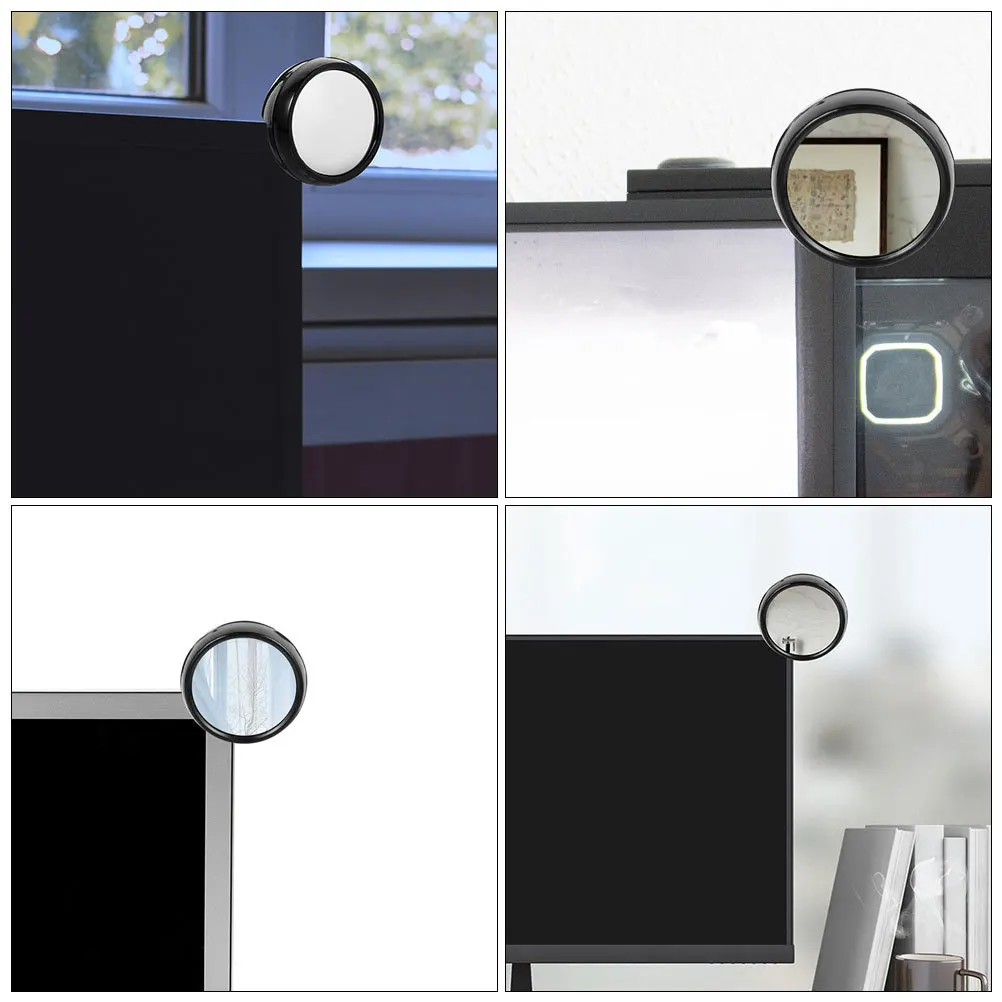 

4Pcs Computer Rear View Mirror Convex Monitor Clip Desk Safety Mirror for Office Cubicle Black Clip to Monitor
