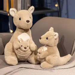 22/35cm Mother and Child Kangaroo Doll Simulation Doll Plush Toy Handmade Doll Cartoon Anime Cute Pillow Cushion Home Decoration