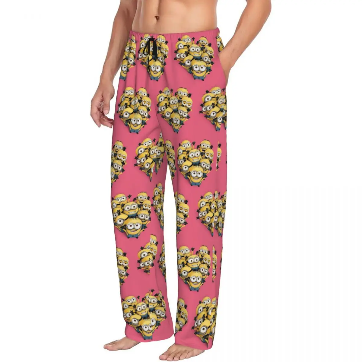 Pantalones de pijama con estampado personalizado de cómic de Anime M-Minions para hombre, ropa de dormir clásica Kawaii con bolsillos