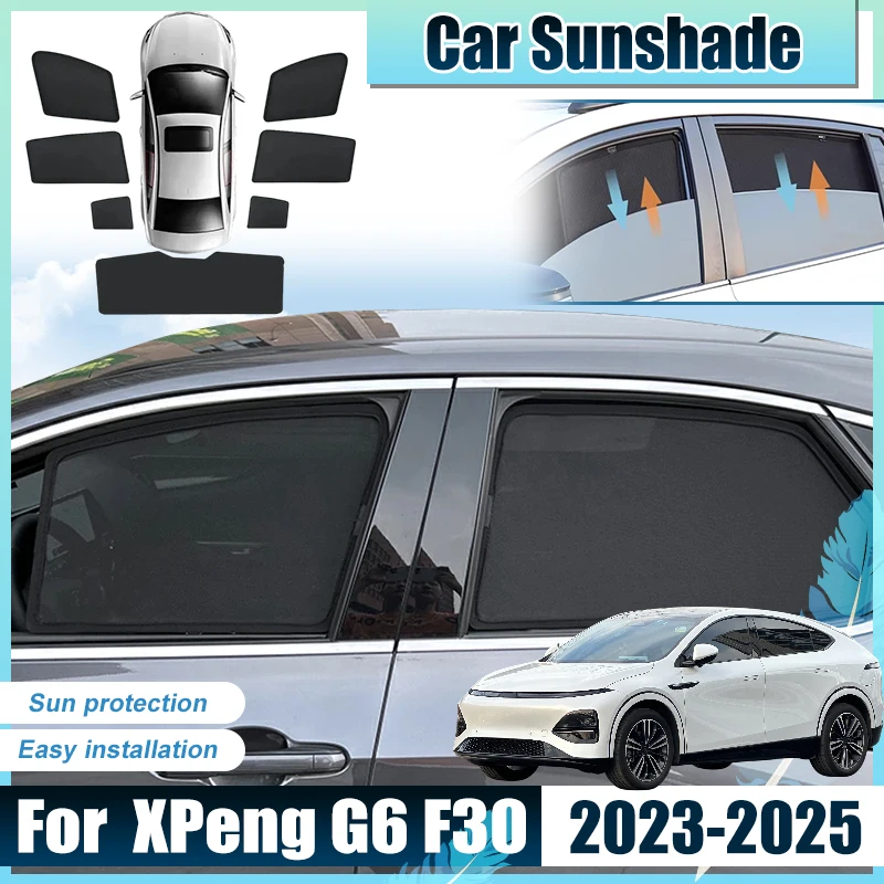 

For XPeng G6 Accessories F30 2023 2024 2025 Car Front Rear Window Screen Sun Shades Covers Anti UV Visors Heat light Shield Mesh