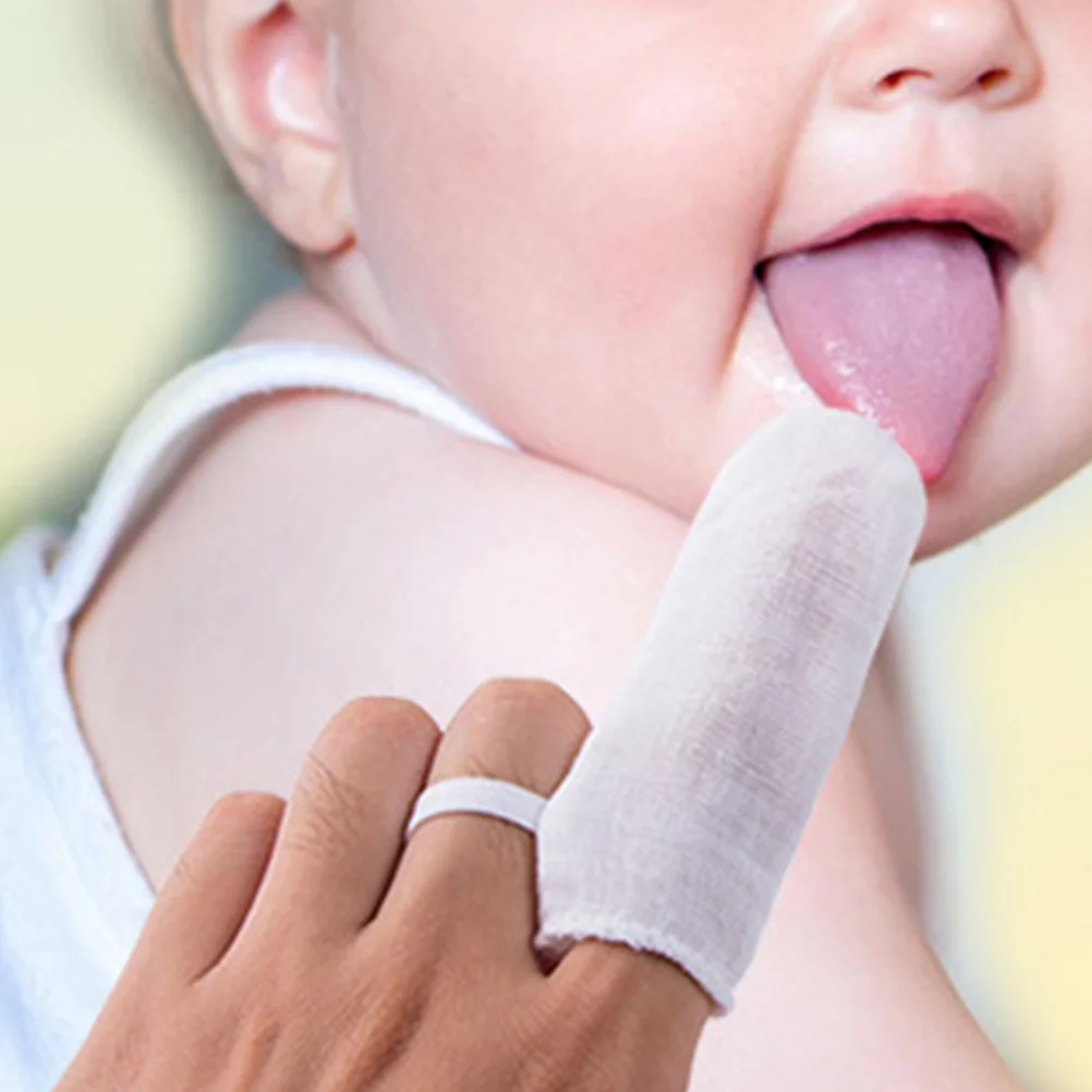 

6 шт., детская зубная щетка, мягкий марлевый чехол, шнурок, регулируемый размер, уход за зубами на пальцах, нетоксичные стерилизованные зубные щетки для младенцев