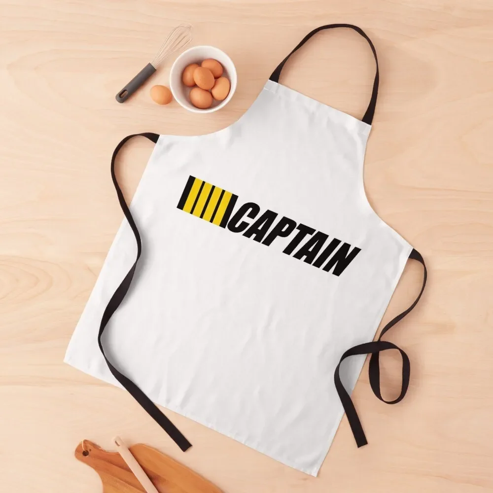 Captain typography Pilot 4 gold Stripes on Black design Apron Ladies Home Utensils Apron