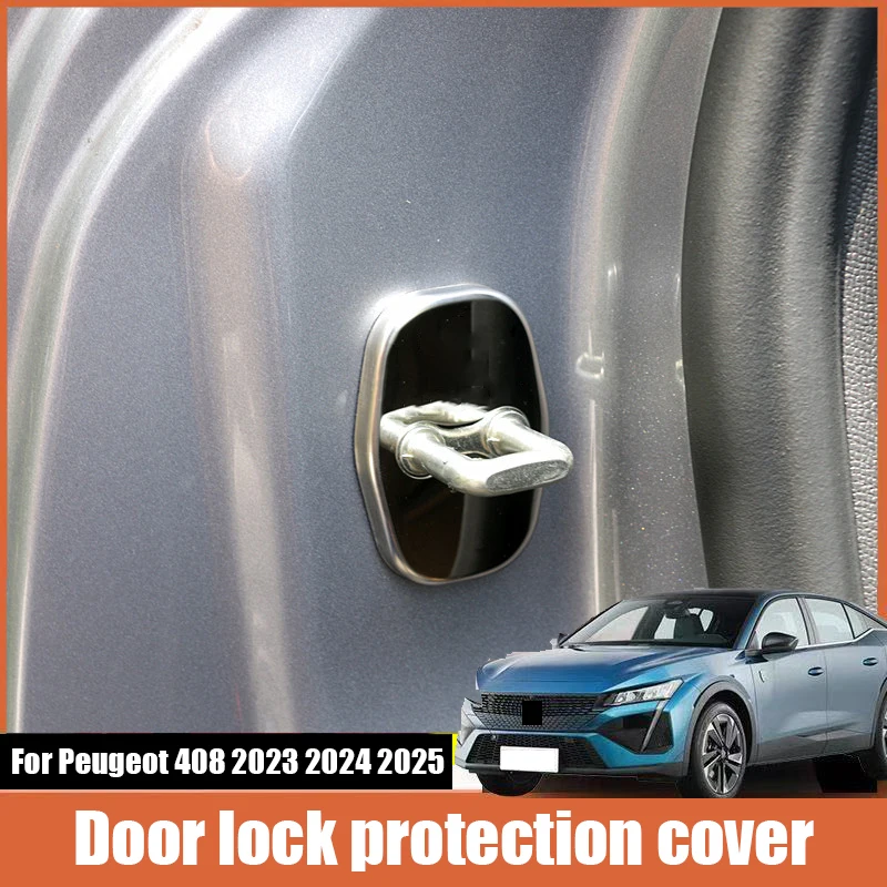 

For Peugeot 408 2023 2024 2025 Stainless steel door lock protective cover interior protective component