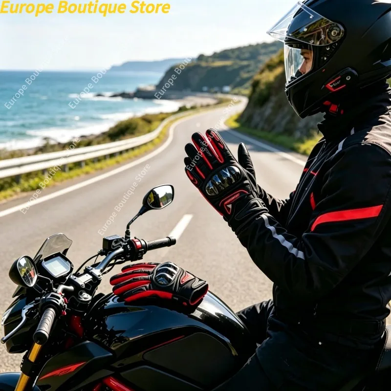 

Summer Thin Touch Screen Motorcycle Gloves Men Anti Fall Carbon Fiber Breathable For Electric Bike Riding Gear