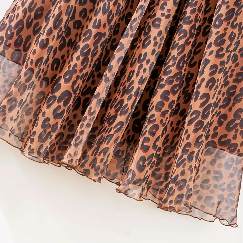 Gonne lunghe leggere da donna con stampa leopardata Gonne lunghe in chiffon estivo da spiaggia a pieghe elastiche a vita alta