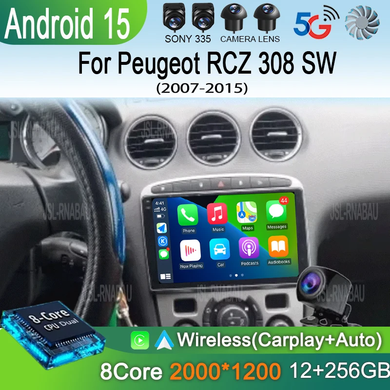 

Android 15 Car Radio For Peugeot RCZ 308 SW 2007-2015 408 2012-2020 2DIN Multimedia Navigation GPS Carplay Auto Head Unit WIFI