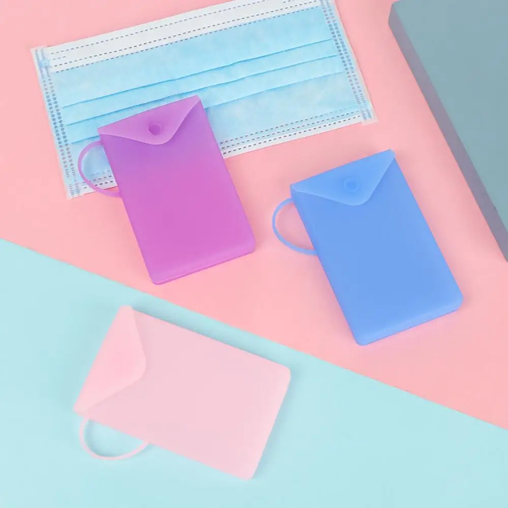 1 PC New Portable Silicone Mask bag Face Mask Covering Holder Storage Box Reusable Dustproof Temporary Face Mask Case Container