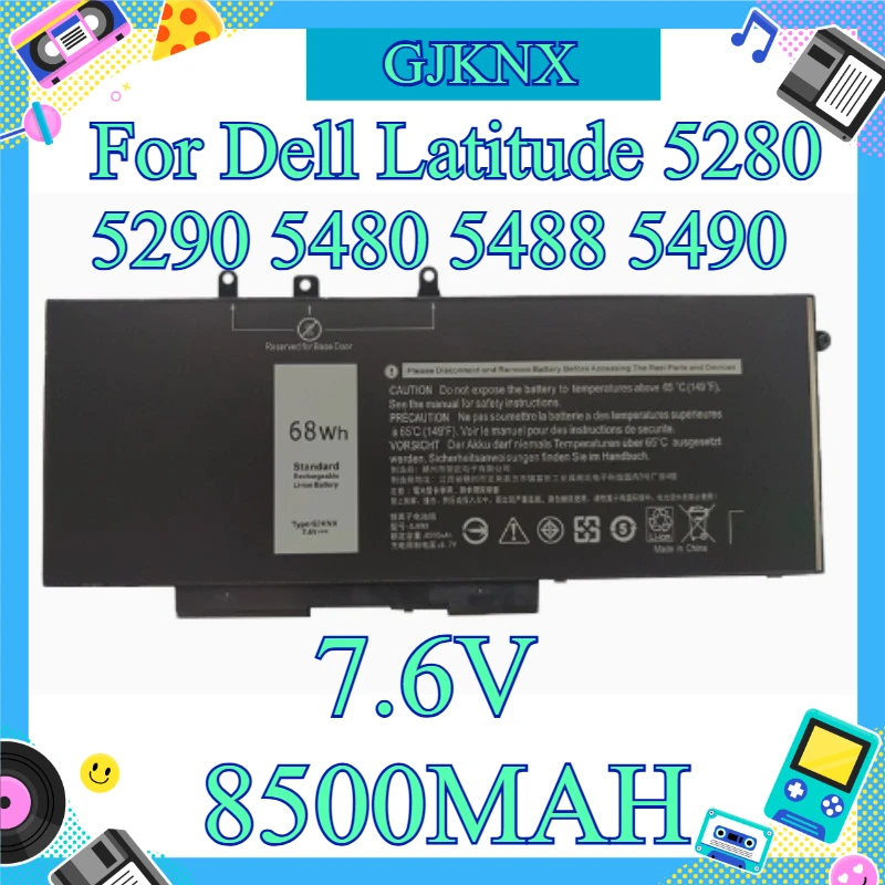 7.6V 8500MAH Replacement Laptop Battery For Dell GJKNX 93FTF 3DDDG, Fits Latitude 5280 5290 5480 5488 5490