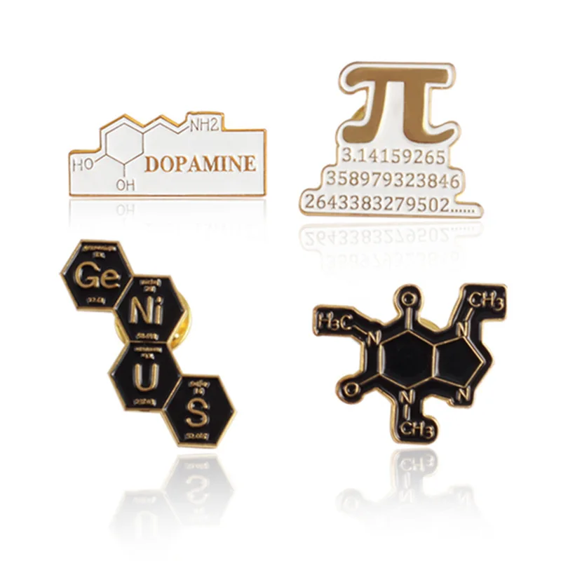 Creative Mathematics Chemistry Molecular Science Series Metal Brooches Fashion Versatile Backpack Badges Clothing Accessories