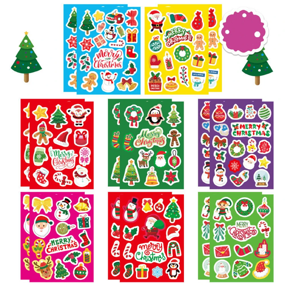 

8/16sheets Merry Christmas Cartoon Stickers Funny Santa Claus Snowman Graffiti Sticker Laptop Notebook Phone Decals for Kids Toy
