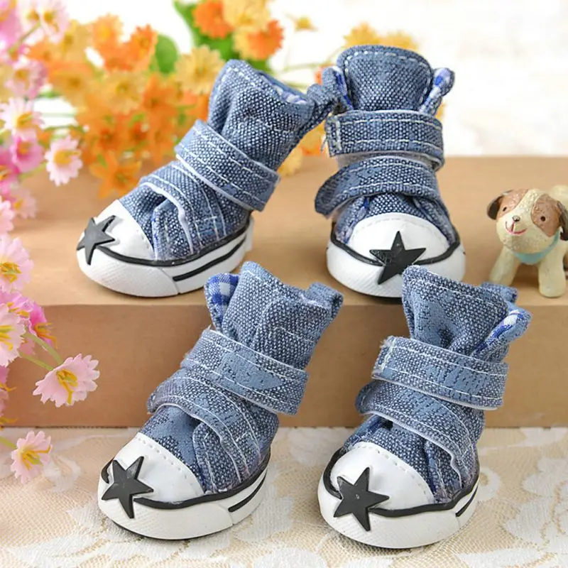 Pet Dog Shoes Puppy Canvas Sport Sneaker Boots Outdoor Nonslip Causal Shoes Rubber Sole Soft Cotton Inner Fabric Shoes