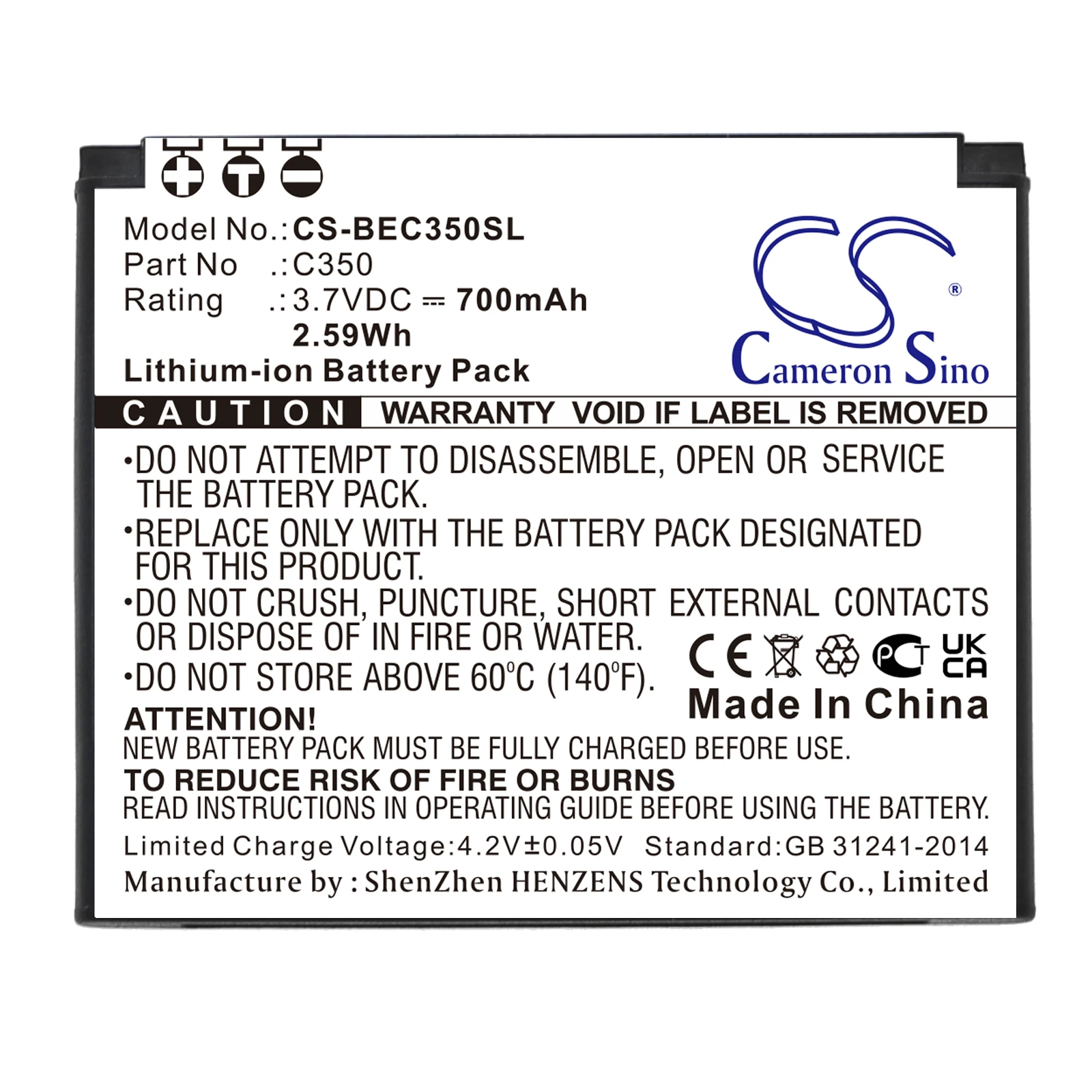 

Li-ion Mobile, SmartPhone Battery for Bea-fon,3.7v,700mAh,C350