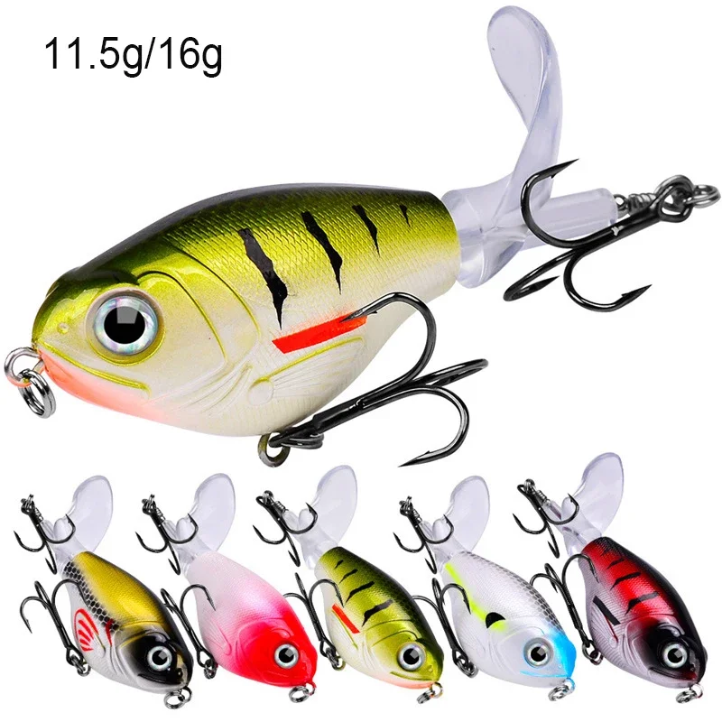 1 Pcs 8cm/9cm Topwater Fishing Lure Whopper Popper Artificial Bait Hard Plopper Soft Rotating Tail Fishing Tackle Fishing Bait