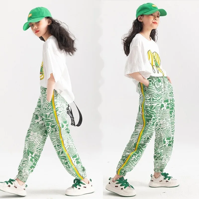 2026 Summer Girls Cotton Loose T-Shirt Tops+Zebra Printed Pant School Kids 2PCS Tracksuit Children Outfits Student Jogger Sets
