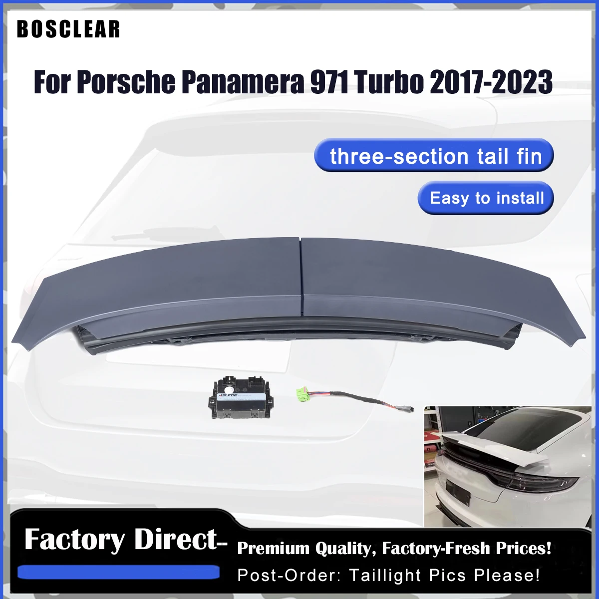 For Porsche Panamera 971 2017-23 Upgraded 3-Stage Active Rear Wing Dry Carbon Fiber Trunk Spoiler Body Accessories Plug And Play