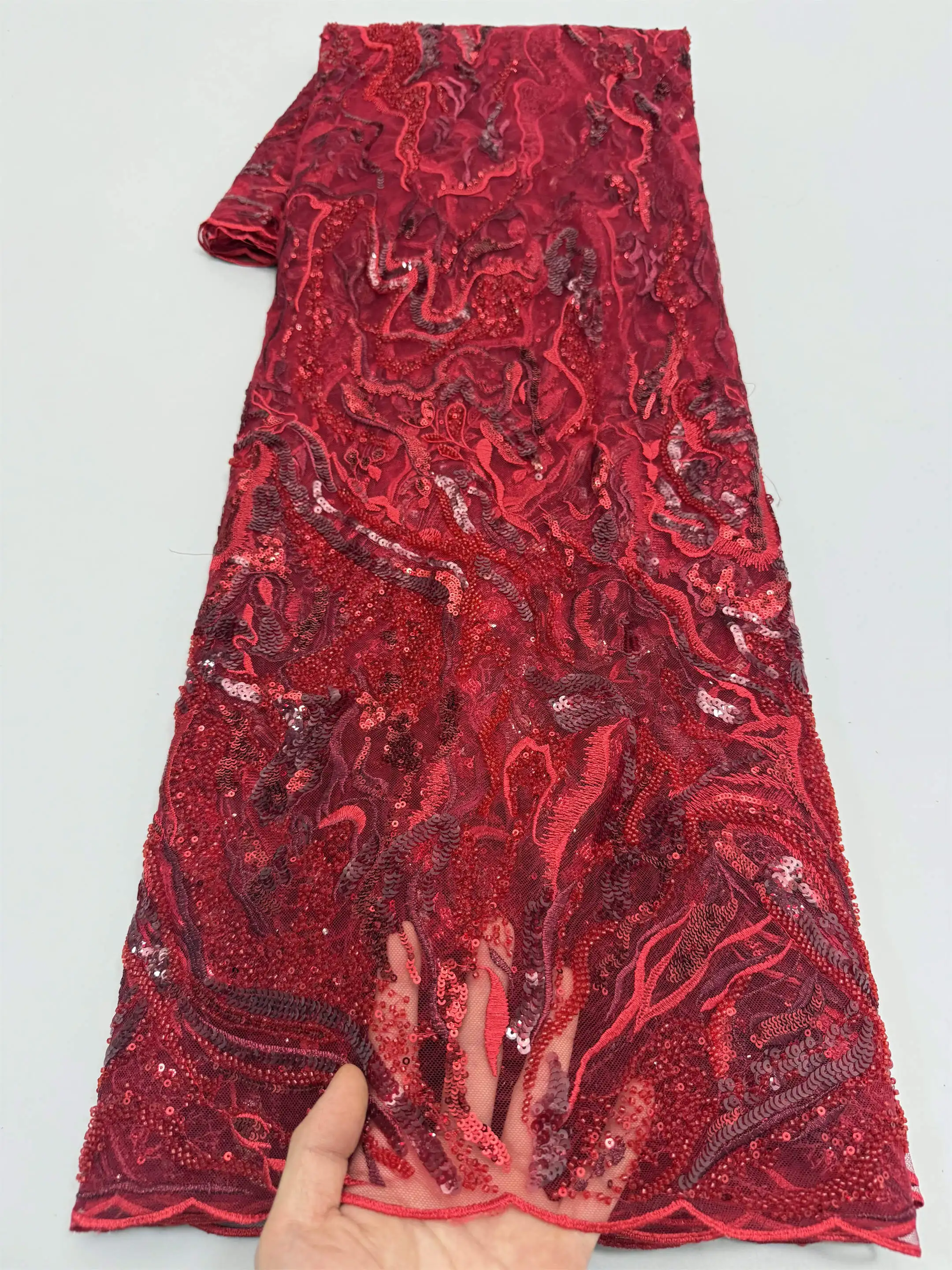 

Африканские кружевные ткани с бусинами, кружевная ткань с пайетками, 5 ярдов, высококачественная зеленая кружевная ткань, нигерийское свадебное платье для женщин, для шитья