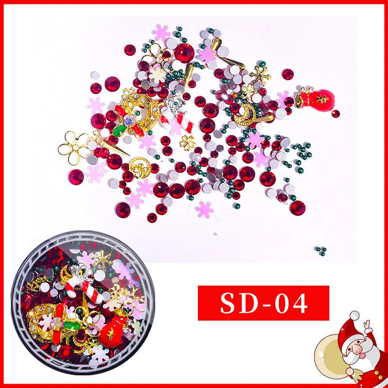 3D Nail Art Christmas Nail Accessories Color Rhinestone Crystal Beads DIY Decoration Nails Rhinestone Clear Nail Manicure Tool