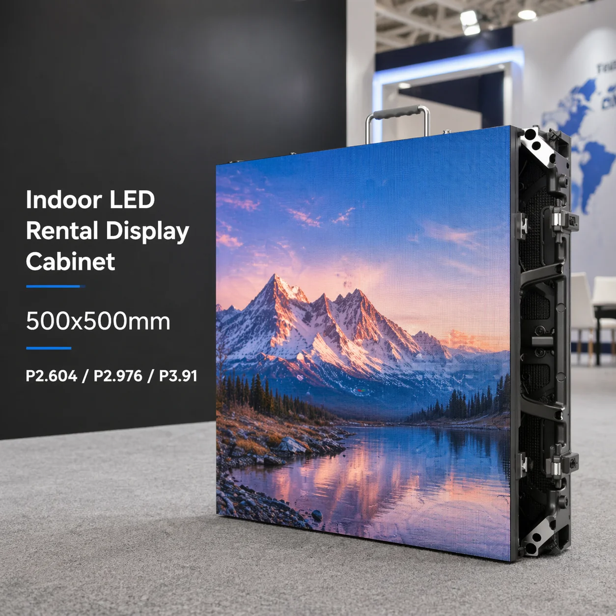 P2.604 P2.976 P3.91 Indoor LED Rental Display Cabinet Stander Flat Cable Series Full Color LED Cabinet Indoor Rental LED Display