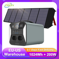1000W Pure Sinve Wave Lifepo4 Battery Portable Power Station 220V With 200W Solar  Panel Home Emergency Power Supply Camping ﻿
