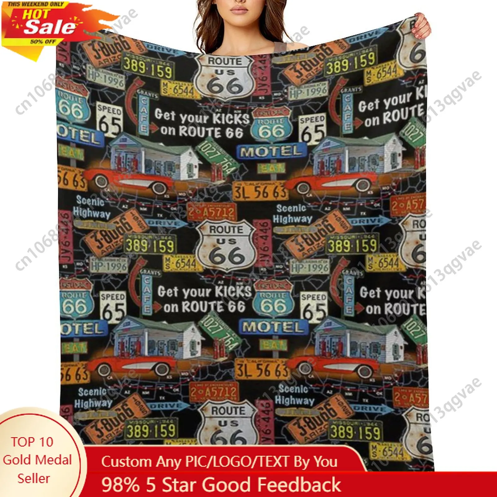 

License Car Plate Number Retro Novelty Design Flannel Blankets Are Soft Comfortable and Warm Perfect for Winter Naps Homes