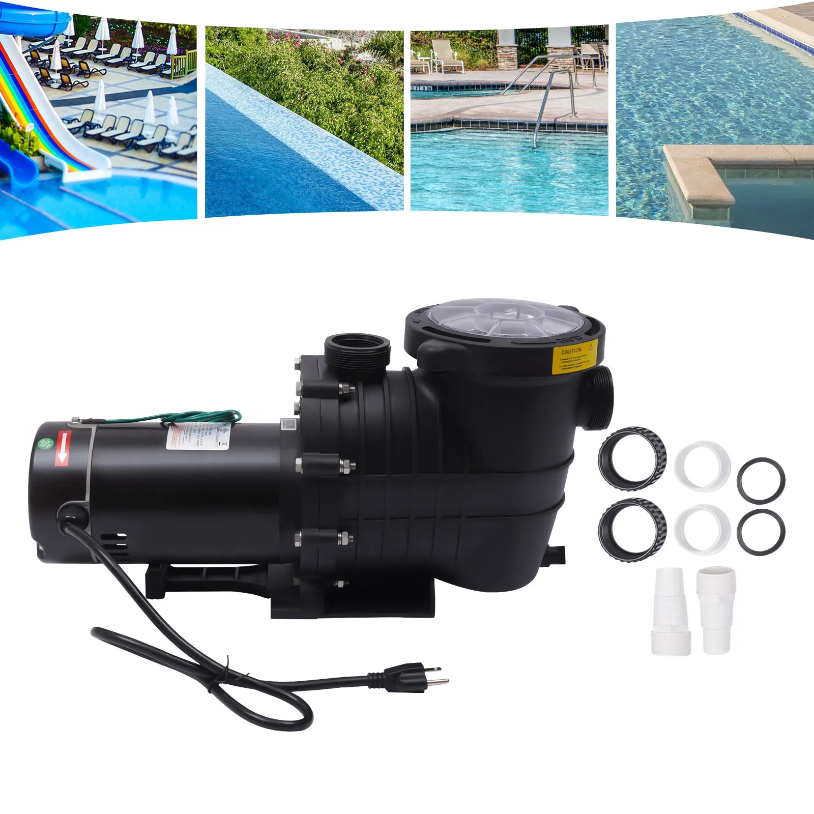 Bomba de piscina de 2,0 HP, cesta de filtro de motor de bomba de piscina eléctrica HBP1500, dentro/abajo del suelo, velocidad de portabilidad única de 60 Hz