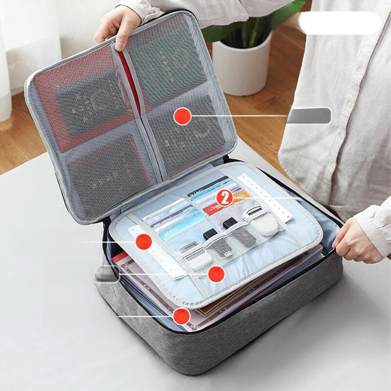 

Large Capaci Multi-Layer Document Storage Bag Driver's License Passport File Organizer Box Korean Sle Ox Cloth ex