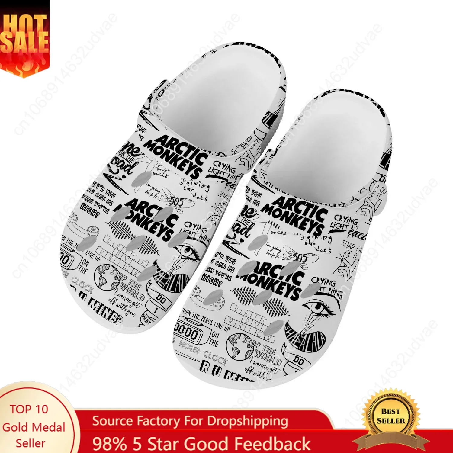

Arctic Monkeys Water Shoes Men Women Teenager Comfortable Home Garden Clogs Custom Sandals Beach Breathable Hole Slippers