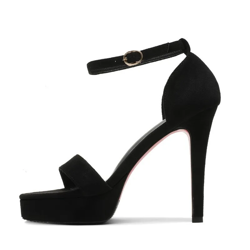 Black Gladiator Buckle Strap Platform Sandals Women 2025 Summer Pumps Thin High Heels Club Party Shoes Ladies Sandalias