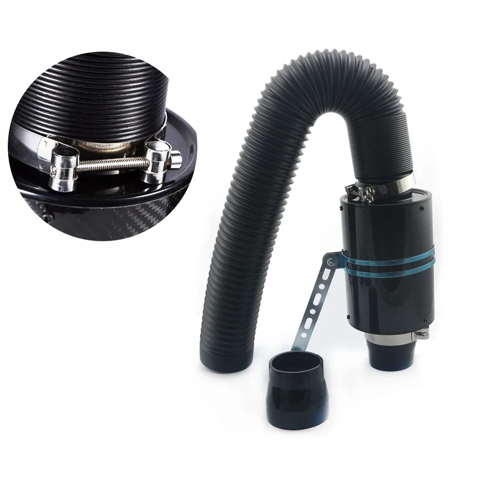 Air Intake With Fan Universal Racing Carbon Fiber Cold Feed Induction Kit Air Intake Kit Air Filter Box / Or Without Fan