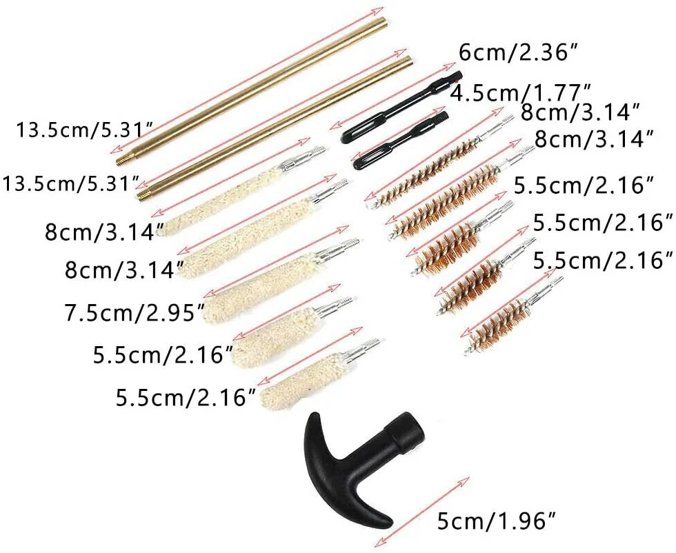 16Pcs/Set Tactical Gun Cleaning Kit Universal Handgun Pistol Brass Rod for .22/9mm/.40/357 Caliber Barrel Cleaning Kit.