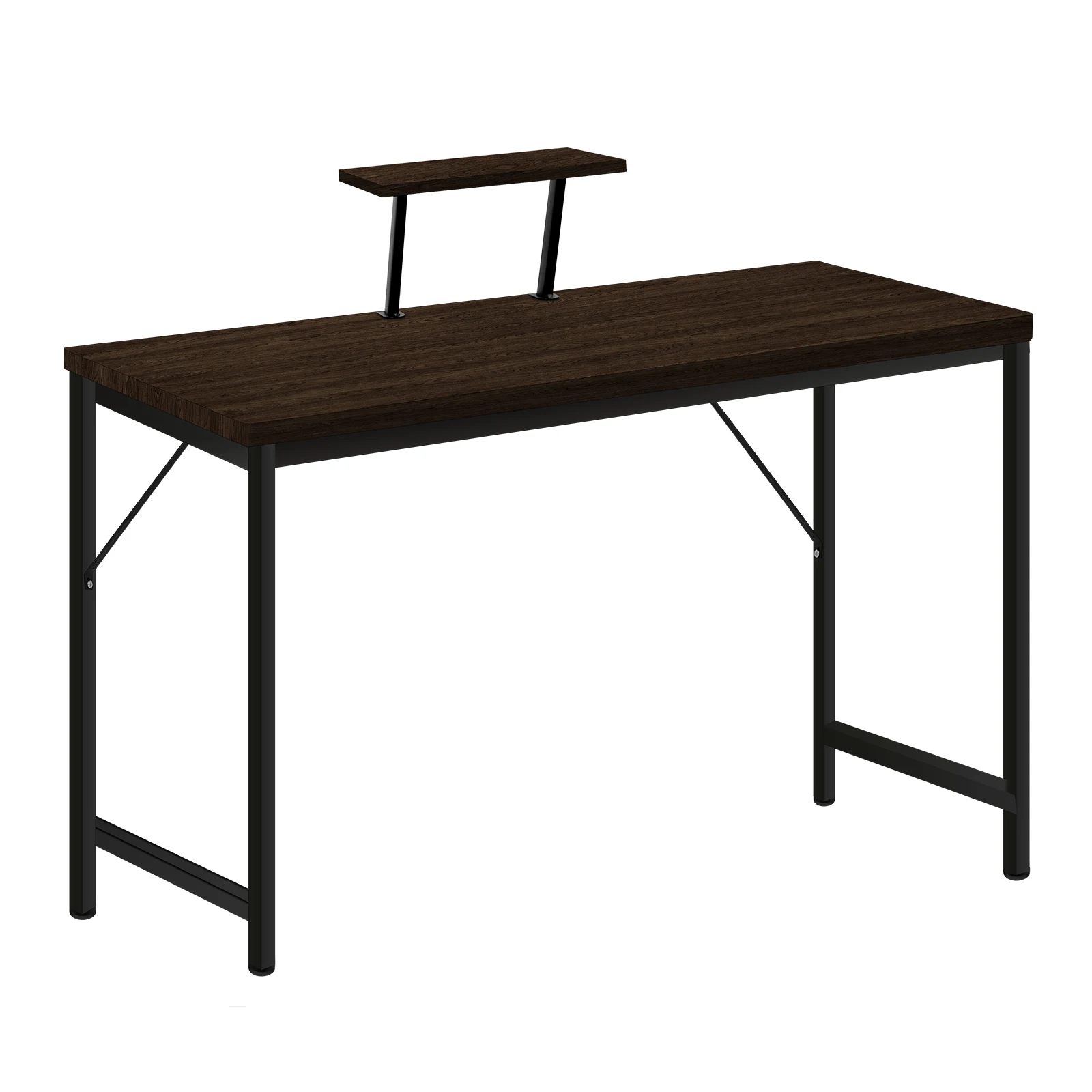 Escritorio grande para juegos, escritorio para computadora con soporte para monitor, fácil de montar, estructura metálica, adecuado para estudiar, jugar y trabajar.