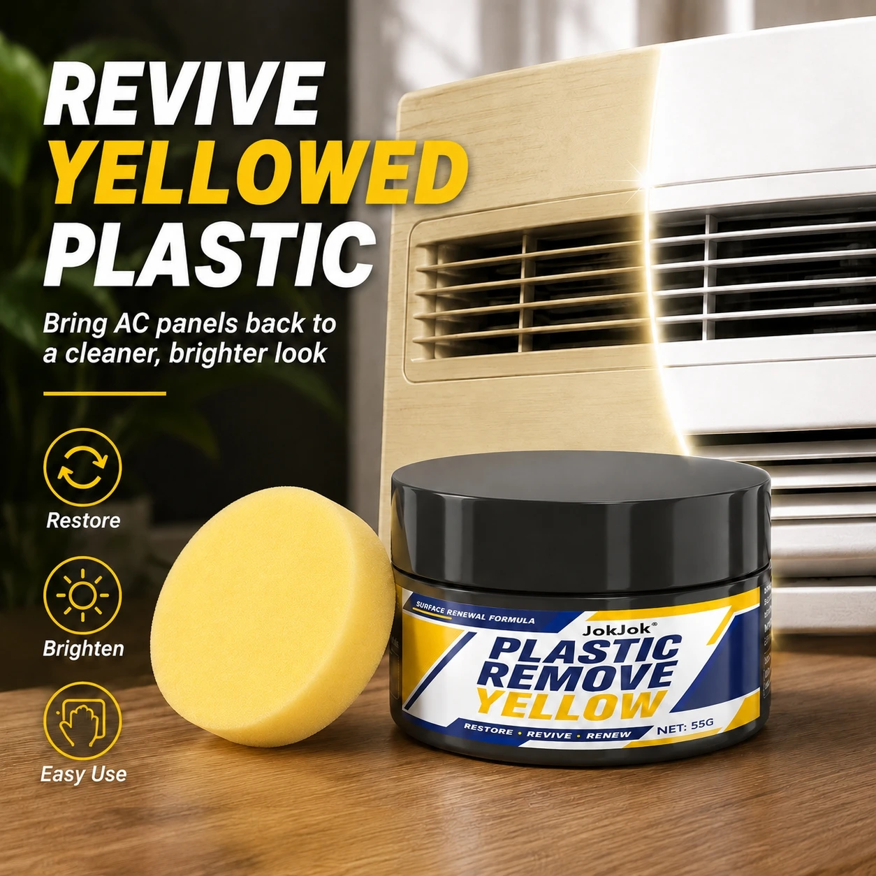 Plastic Removal Agent for Air Conditioning Refurbishment, Plastic Panels, Headlight Yellowing, Restore Oxidized Scratches