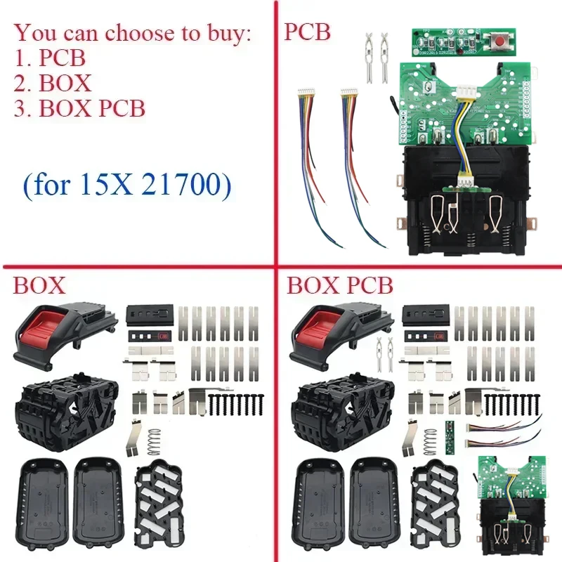 

21700 15* Li-ion Battery Plastic Case PCB Charging Protection Circuit Board Box Housing For DeWalt 20V 60V Li-ion Battery DCB609