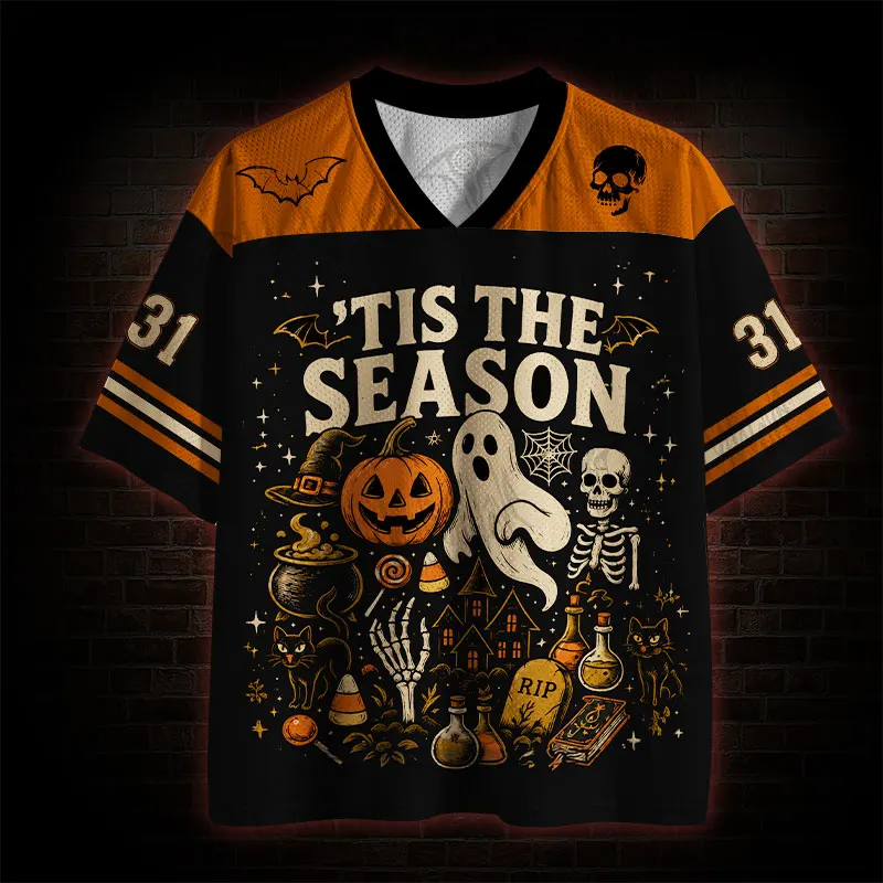 Halloween Limited V-neck Short Sleeved Shirt, Horror Night Pumpkin Head Short Sleeved Shirt,Trendy Sportswear,Full Print T-shirt