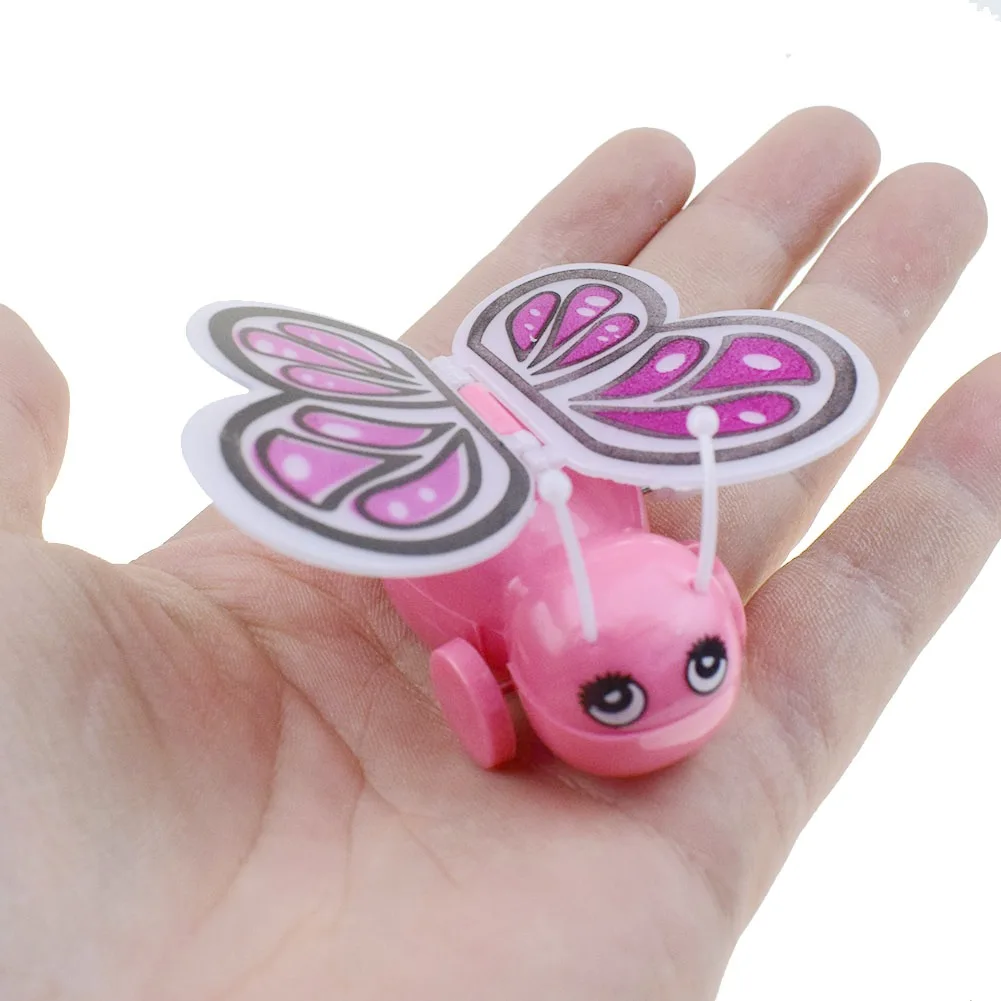 Funny Cartoon Wind-up Swinging Wings Pink Butterfly Toy Clockwork Educational Toys Gift For Kid Gifts Children's Wind Up Toys