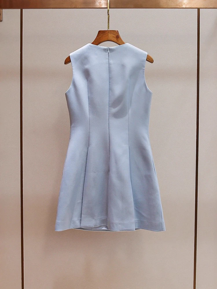 Women's Autumn New Style French Luxury Double Row Diamond Buckle Sleeveless Loose Vest Dress Diamond Painting Cross Stitch