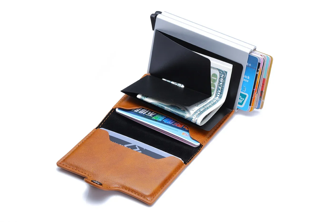 RFID Männer Karte Brieftaschen Kohle faser schlanke Mini Brieftasche 14 Karten halter kleine Geld tasche männliche Geldbörsen – Detail 12