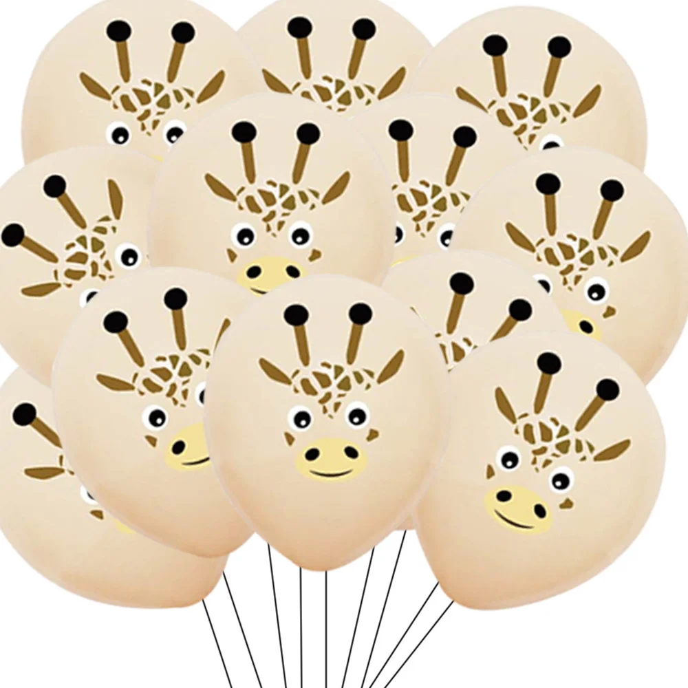 10pcs Carton Animal Monkey/Tiger/Giraffe Pattern Balloons for Jungle Wild Safari Birthday Party Decoration Forest Party Supplies